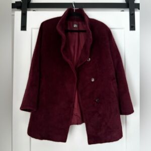 Cinzia Rocca Baby Llama Funnel Neck Coat Burgundy